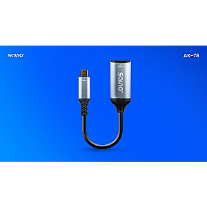 Adapter USB-C (M) - HDMI (F), 4K, 60Hz, aluminium, AK-78