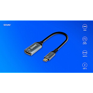 Адаптер USB-C (M) - HDMI (F), 4K, 60 Гц, алюминий, AK-78