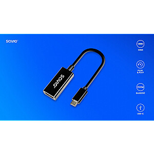 Adapter USB-C (M) - HDMI (F), 4K, 30Hz, plastik, AK-79 