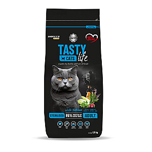 BIOFEED Tasty Cats Life Sterilised Salmon - сухой корм для кошек - 1,5 кг