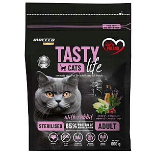 BIOFEED Tasty Cats Life Sterilized Rabbit - sausas kačių maistas - 600 g