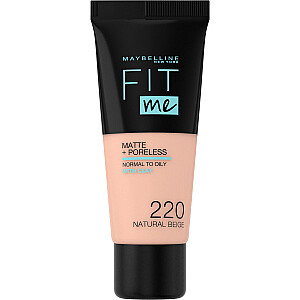 MAYBELLINE Fit Me Liquid Foundation matinis veido pagrindas 220 Natural Beige 30 ml