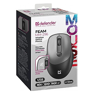 Mysz bezprzewodowa silent click FEAM MM-296 RF 1600 DPI Szara 