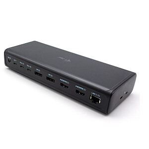 i-tec Universal 6x 4K/60Hz Display Docking Station 2xDP 2xHDMI 2xVideo USB-C LAN 2,5Gbps Audio Czytnik kart 8x USB Power Delivery 140W - Stacja dokująca