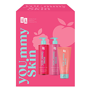 AA SET Yoummy Skin Raspberry żel pod prysznic 400ml + krem do ciała 400ml + peeling do ciała 200ml