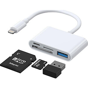 Картридер Joyroom HUB, адаптер кард-ридера для iPhone OTG Lightning - USB SD TF кардридер, белый