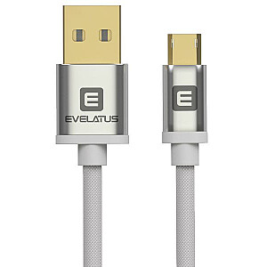 Evelatus Universal Data кабель Micro USB EDC02 двусторонние позолоченные разъемы Белый