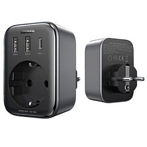 Ugreen charger 30W (2xUSB/USB C/AC) / adapter EU - EU 13A Ugreen CD314 Black