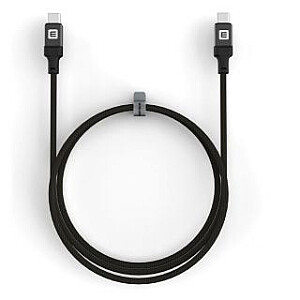 Кабель Evelatus USB C-C 2M 60W / 20V3A Алюминиевый корпус с оплеткой черного цвета