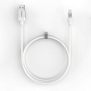 Evelatus USB A - C, 1,2 м, алюминиевый корпус, оплетка белого цвета