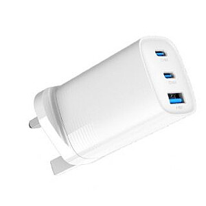 Evelatus 65W Max Fast Charger UK USB-C1/USB-C1/USB-A White