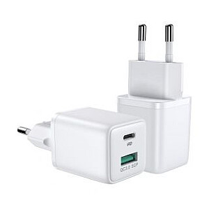 Joyroom Joyroom настенное зарядное устройство (вилка ЕС) USB / USB Type C 30 Вт Power Delivery QuickCharge 3.0 AFC FCP белое (L-QP303)