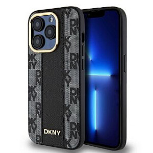 Чехол DKNY Apple DKNY из искусственной кожи с клетчатым узором Magsafe для iPhone 15 Pro, черный