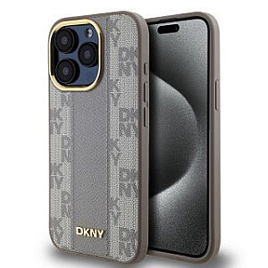 DKNY Apple DKNY PU Leather Checkered Pattern Magsafe Case for iPhone 15 Pro Max Beige