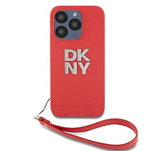 DKNY Apple DKNY PU Leather Stack Logo Wrist Strap Case for iPhone 15 Pro Max Red