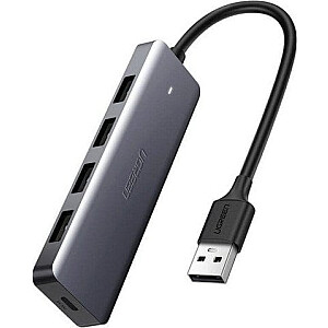 USB-концентратор Ugreen Адаптер 4-в-1 UGREEN Hub USB на 4 порта USB 3.0 + USB-C (серый)