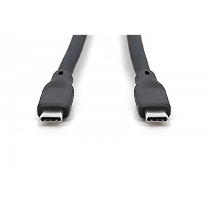 Kabel połączeniowy silikonowy USB-C - USB-C, USB 3.2 Gen2 10G 4K 100W, 0,5m Czarny