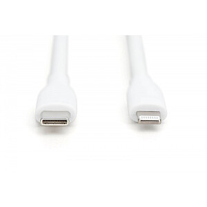 Kabel zasilający silikonowy USB-C - Lightning, USB 2.0 60W, certyfikat MFI, 0,5m Biały