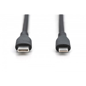 Kabel zasilający silikonowy USB-C - Lightning, USB 2.0 60W, certyfikat MFI, 1m Czarny