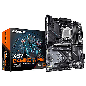 GIGABYTE X870 GAMING WIFI6 pagrindinė plokštė – palaiko AMD Ryzen 9000 procesorius, 8+2+2 VRM fazes, iki 8000 MHz DDR5 (OC), 1xPCIe 5.0 + 2xPCIe 4.0, LAN Wi-Fi 6, 2.5GbE