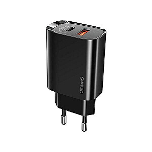 Kintamosios srovės įkroviklis 1xUSB-C+1xUSB T35 20 W PD3.0 QC3.0 Greitas įkrovimas