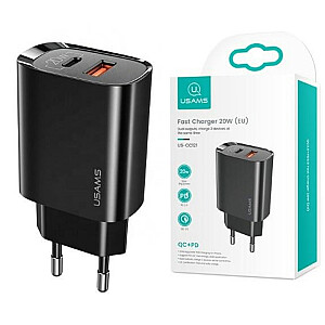 Kintamosios srovės įkroviklis 1xUSB-C+1xUSB T35 20 W PD3.0 QC3.0 Greitas įkrovimas