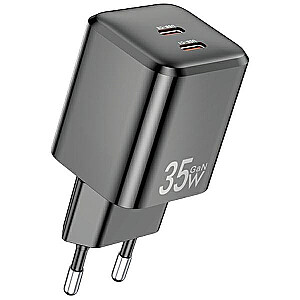 Ładowarka sieciowa GaN 35W 2xUSB-C PD65-EU Czarna  