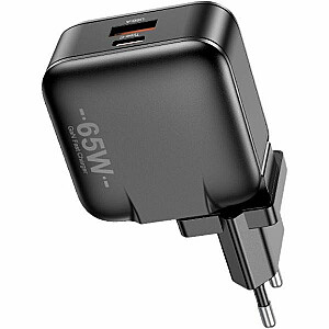 Ładowarka sieciowa GaN 65W USB+USB-C EU+US 