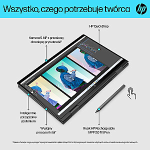 HP Envy 15-ES2050WM i5-1240P 15.6" FHD сенсорный 16 ГБ SSD512 BT BLKB FPR x360 Win11 натуральный серебристый (REPACK) 2 года