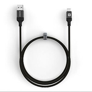 Evelatus USB A - C, 1,2 м, алюминиевый корпус, оплетка, черный