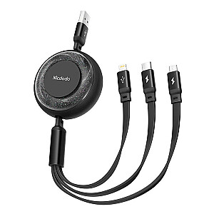 3in1 USB į USB-C | Žaibas | Mikro USB laidas, Mcdodo CA-3570, 1,2 m (juodas)