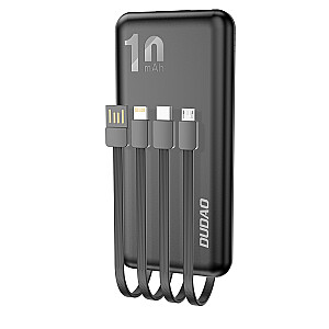 Dudao K6Pro Universal 10000mAh Power Bank with USB Cable, USB Type C, Lightning Black (K6Pro-black)