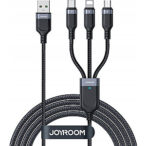 Кабель USB Joyroom USB-A - USB-C + microUSB + Lightning 0,3 м Черный (JYR787)