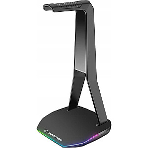 Rampage Tower T14 ausinių stovas, žaidimų RGB, 2 USB šakotuvai, juodi