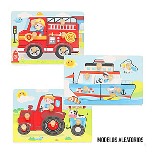 Medinis lavinantis žaislas Transport Puzzle 6 vnt 12 mėn+ CB33059