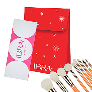 Кисти для макияжа IBRA SET 9 шт. + палетка из 3 хайлайтеров Glow Trio + подарочный пакетик