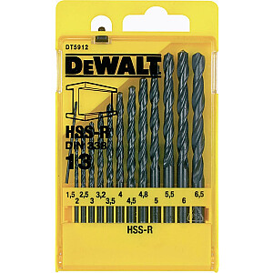 Dewalt metalinis HSS cilindrinis grąžtas 1,5 2 4,5 4 5,5 5 4,8 3 2,5 3,5 6 3,2 6,5 mm (DT5912-QZ)