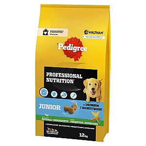 PEDIGREE Professional Nutrition Junior su paukštiena ir daržovėmis, vidutinių ir didelių veislių - sausas šunų maistas - 12 kg