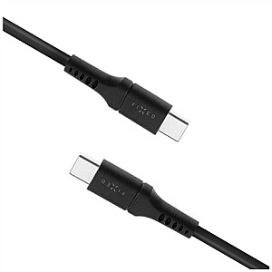 Ištaisyta | Skysto silikono kabelis USB-C/USB-C, 1,2 m, 60 W | FIXDLS-CC12-BK