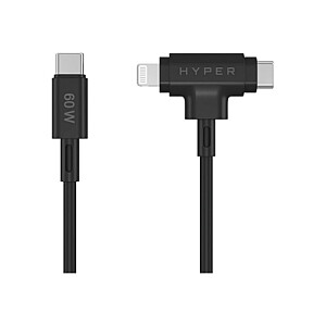 Hyper HyperJuice Silicone USB-C to USB-C and Lightning Hybrid 60W Cable