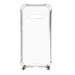 Evelatus Samsung Galaxy S10 Silicone Transparent with Necklace TPU Strap Silver