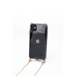 Evelatus Apple iPhone 11 Pro Silicone Transparent with Necklace TPU Strap Gold