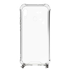 Evelatus Huawei Y7 2019 Silicone Transparent with Necklace TPU Strap Silver