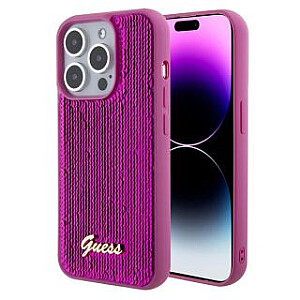 Guess - Guess Sequin Script Logo Case for iPhone 15 Magenta