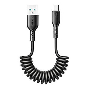 Кабель Joyroom для быстрой зарядки автомобиля Joyroom USB-A to Type-C Easy-Travel Series 3A 1,5 м, спиральный (черный)