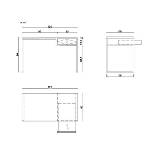 Rašomasis stalas su stalčiumi Unikalus LESTE 120 x 60 cm juodas/ąžuolas
