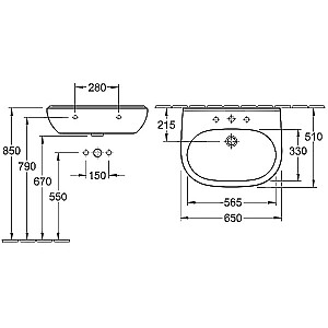 Villeroy&Boch O.Novo izlietne 65x51cm, balta