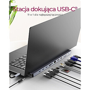 IB-DK2106a-CPD Док-станция 11 в 1, 2x HDMI, 1x VGA, LAN, кард-ридер, 3x USB, PD 100 Вт 