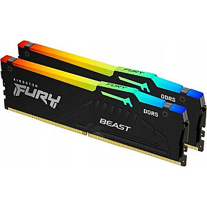 Rašykite Kingston Fury Beast RGB, DDR5, 64 GB, 6400 MGc, CL32 (KF564C32BBEAK2-64)