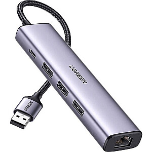 USB 5-в-1 USB-A на 3x USB 3.0 + адаптер RJ45 + USB-C